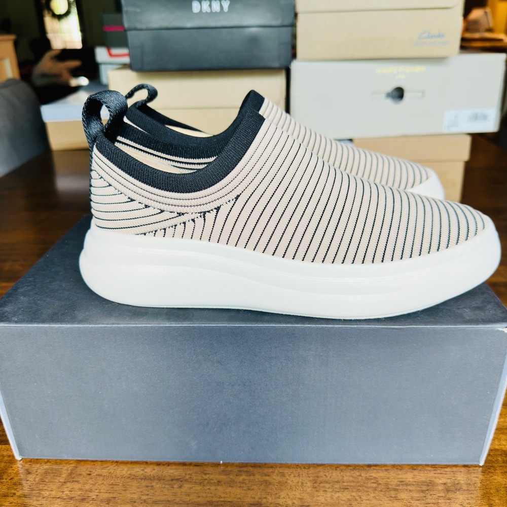 rag & bone Black and Cream Striped Sneakers - Picture 3 of 5